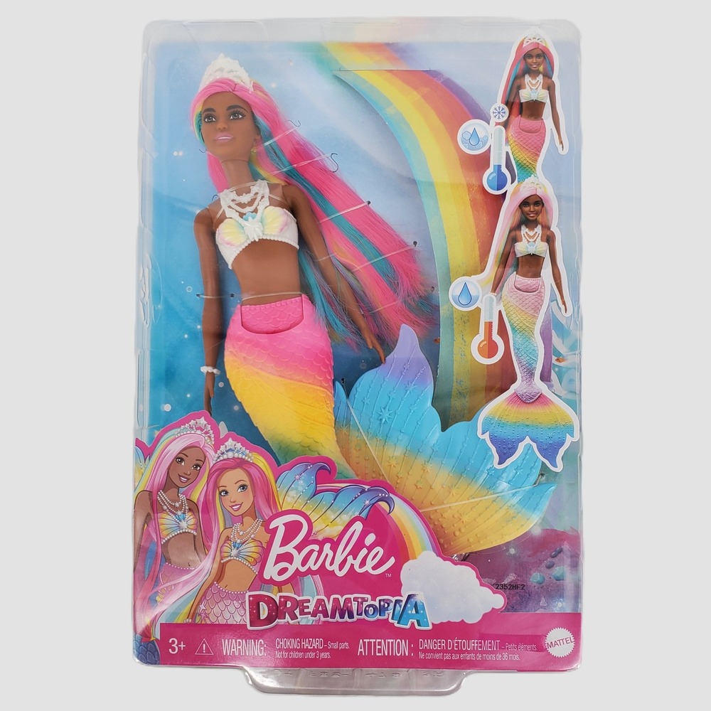 Barbie Dreamtopia Rainbow Magic Mermaid‎ Doll Color Change GTF90 Mattel New